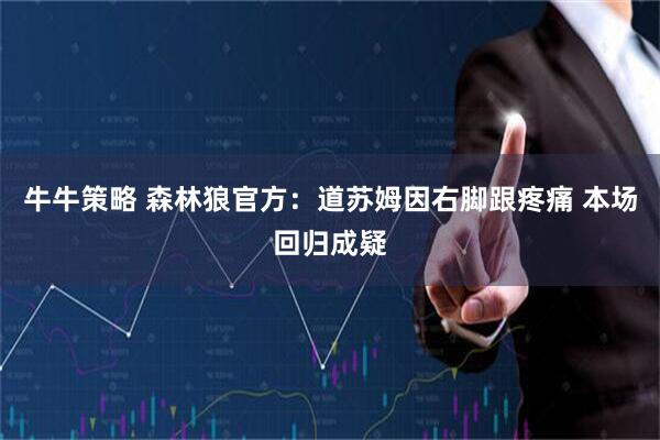 牛牛策略 森林狼官方：道苏姆因右脚跟疼痛 本场回归成疑